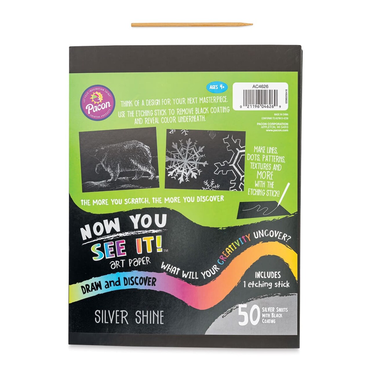 Now You See It Scratch and Reveal Art Paper - Silver Shine, Pkg of 50 Sheets